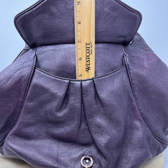 Laundry By Shelli Segal Bag SOFT Lambskin Leather Hobo Color Eggplant - Picture 14 of 15